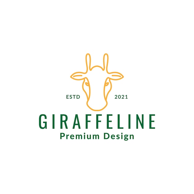 Line colored head giraffe hipster logo design vector graphic symbol icon sign illustration creative