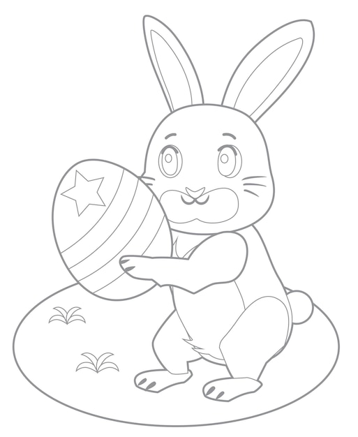 Line for coloring of an Easter rabbit with egg.