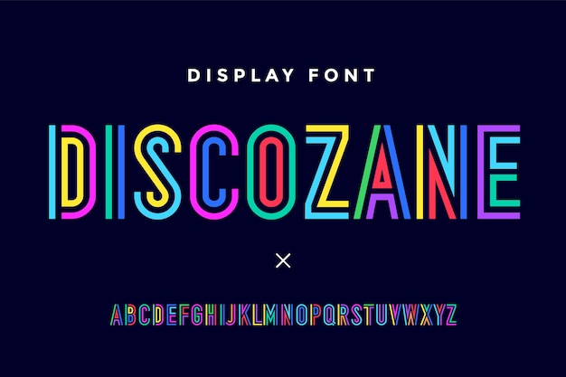 Line condensed alphabet and font. Colorful uppercase outline letters.