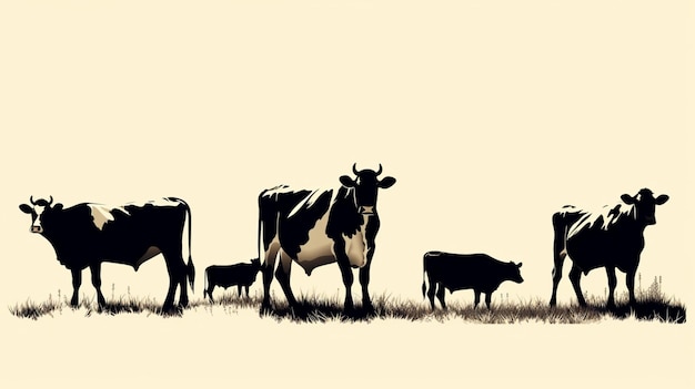 a line of cows in a field with one being herded