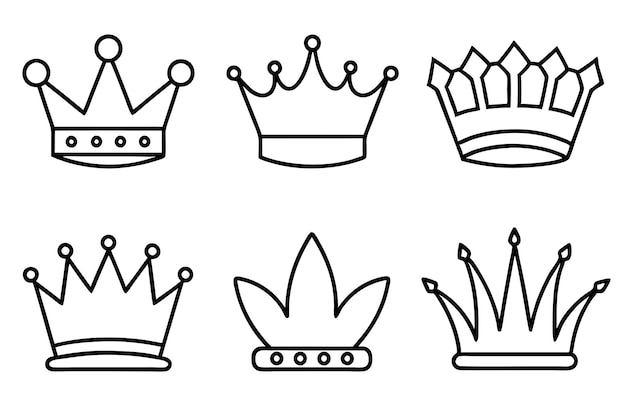 a line of crowns with different designs on them