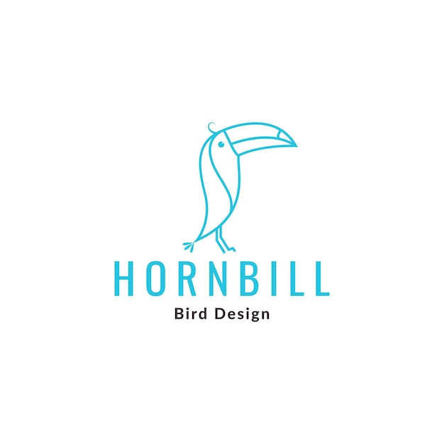 Line cute bird toucan hornbill logo design vector graphic symbol icon sign illustration creative