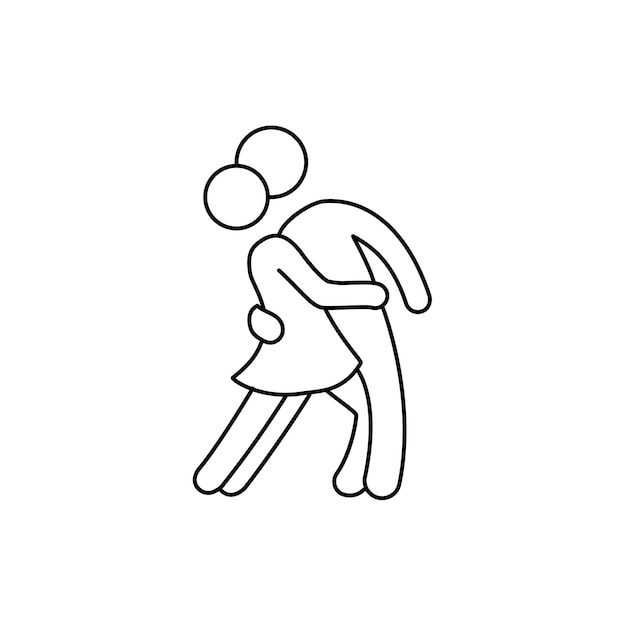 Line dancer couple icon Latin tango salsa girl boy pose outline icon Editable stroke pictogram couple Isolated