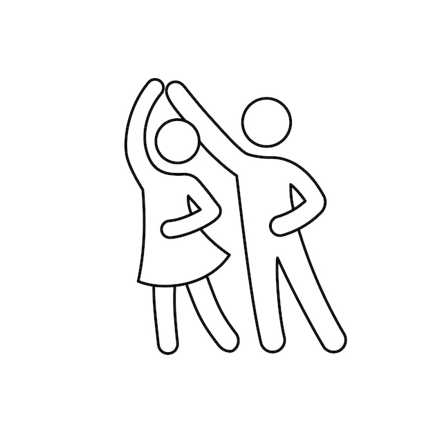 Line dancer couple icon Latin tango salsa girl boy pose outline icon Editable stroke pictogram couple Isolated