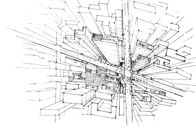 Line drawing of a big city top viewmodern designvector2d illustration