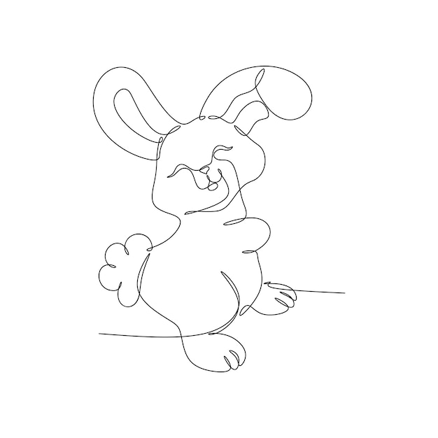 Line Drawing Cartoon Cute Bunny