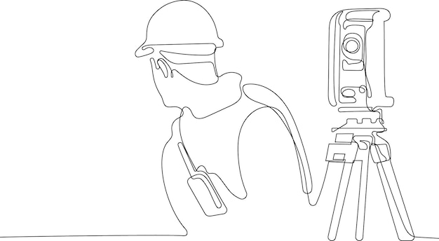 A line drawing of a construction worker wearing a helmet and a safety helmet.