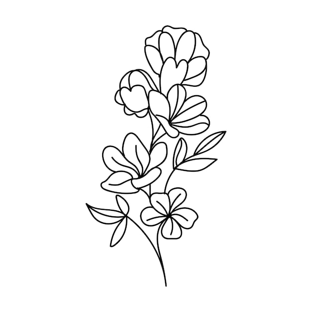 A line drawing of flowers on a white background.