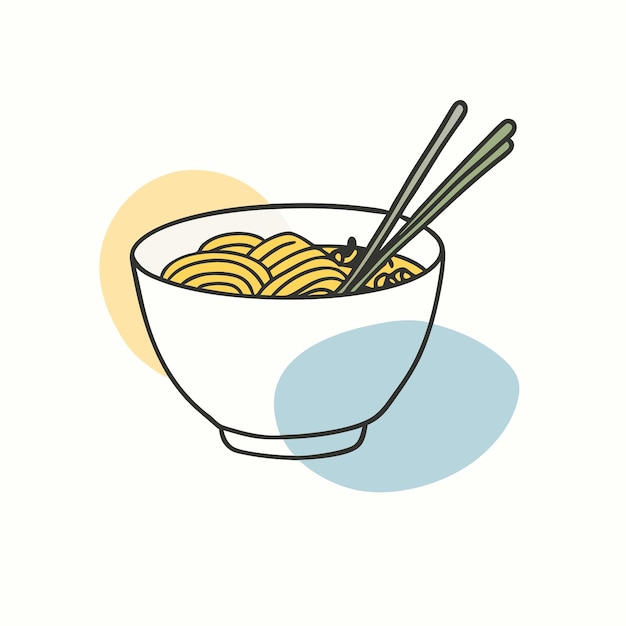 line drawing of fresh delicious Fast food noodles illustration design vector