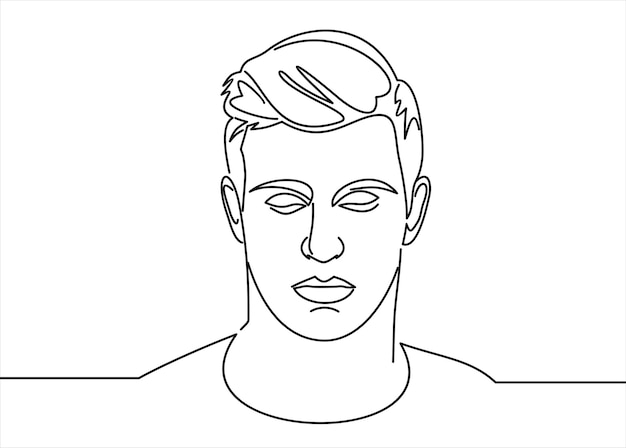 line drawing of man portrait. Hairstyle. Fashionable men's style.