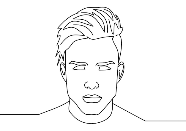 line drawing of man portrait. Hairstyle. Fashionable men's style.