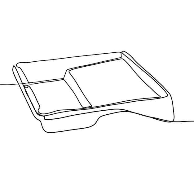 A line drawing of a tray that is labeled'the box '