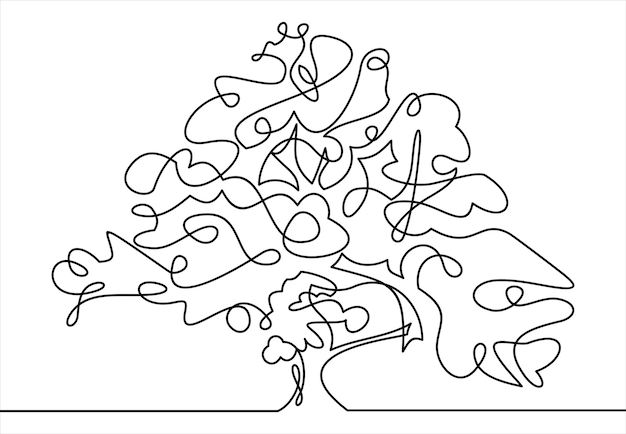 Line drawing of a tree vector illustrationcontinuous line drawing