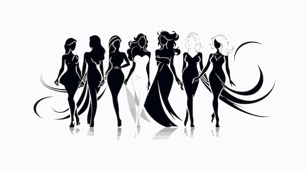 Vector a line drawing of women in silhouettes with the words  women  on the bottom