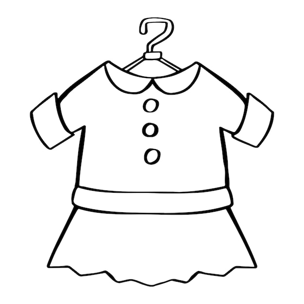 Line dress baby on a hanger symbol illustration sketch