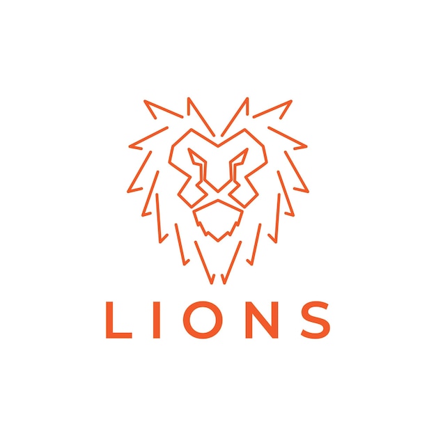 Line face lion unique logo design vector graphic symbol icon illustration creative idea