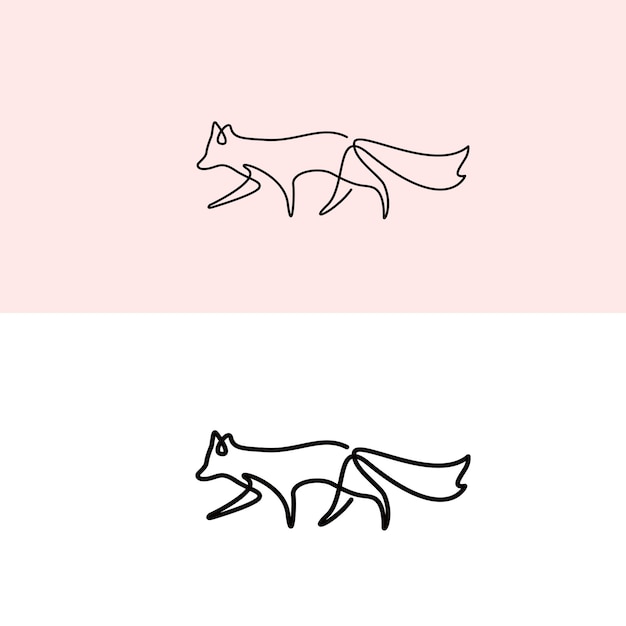 Line fox monoline logo minimal