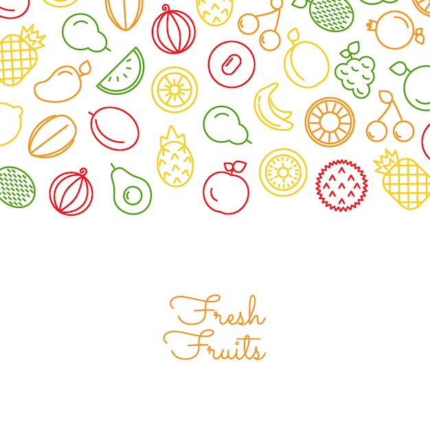 line fruits icons with place for text illustration