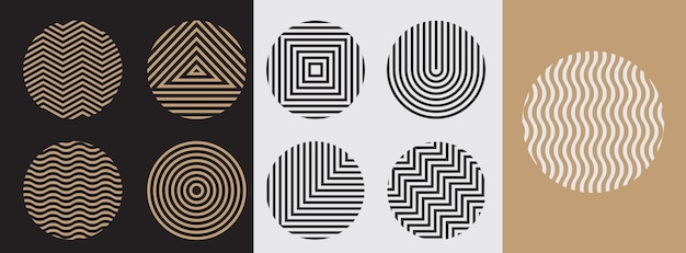 Line geometric circle shapes for logotype, set.