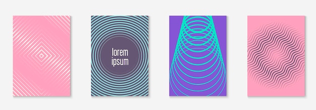 Line geometric elements on minimalist trendy cover template