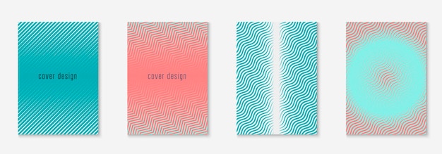 Line geometric elements on minimalist trendy cover template