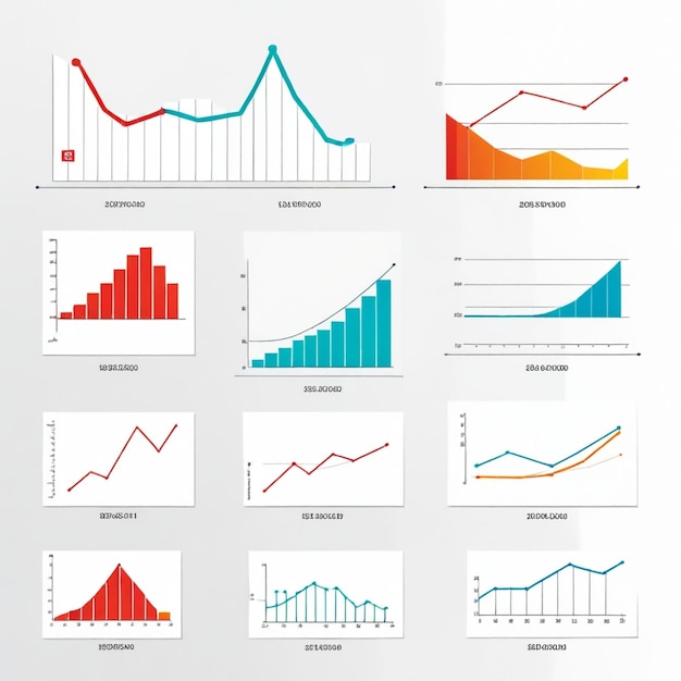 Vector line graph vector set white background isolated a high quality