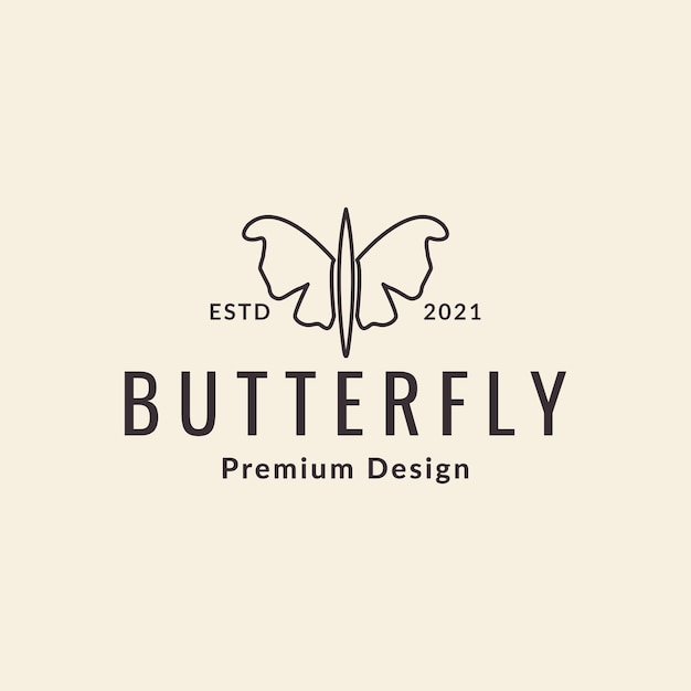 Line hipster butterfly unique logo symbol icon vector graphic design illustration idea creative