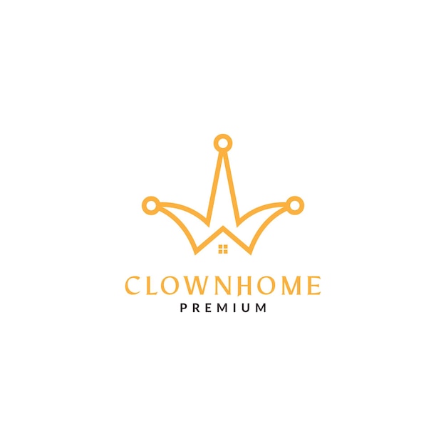 Line home with clown comedy logo symbol icon vector graphic design illustration idea creative