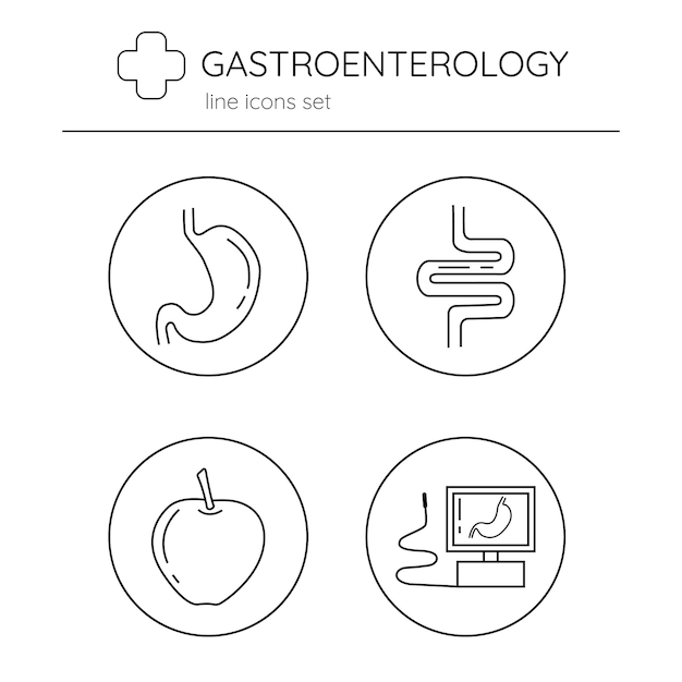 Line icons set of gastroenterology