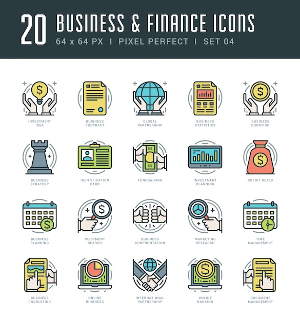 Line icons set trendy modern flat thin linear stroke vector business and finance concept.