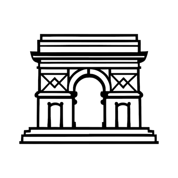 line illustration of arc de triomphe