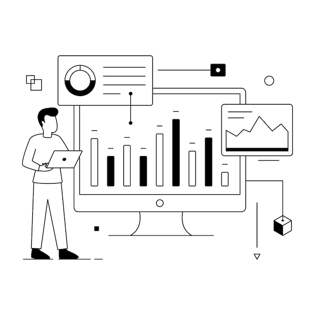 A line illustration design of business discussion