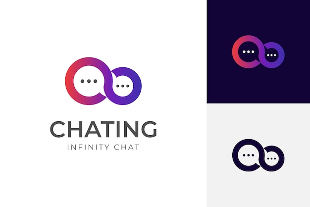 Line infinity chat Speech bubble icon Logo design Infinity conversation logo endless chat symbol suitable for Dialogue discussion and talk vector icon