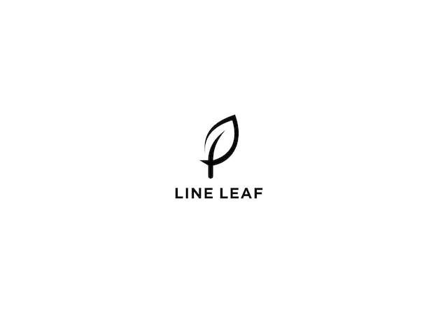 line leaf logo design vector illustration