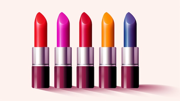 Vector a line of lipsticks that are on a white background