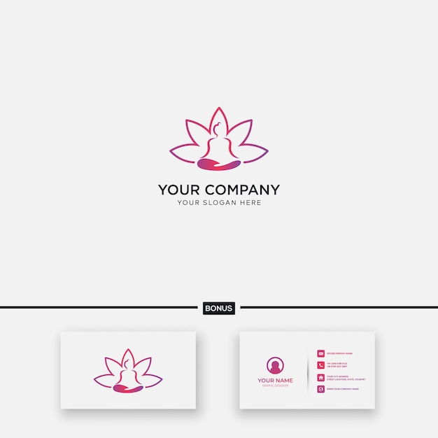 Line lotus flower sport yoga logo design modern