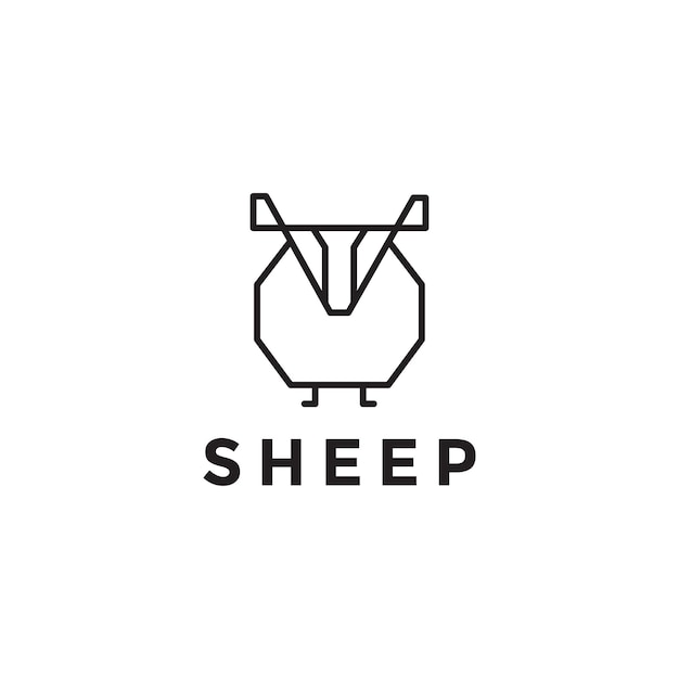 Line minimal shape modern sheep logo design vector graphic symbol icon illustration creative idea