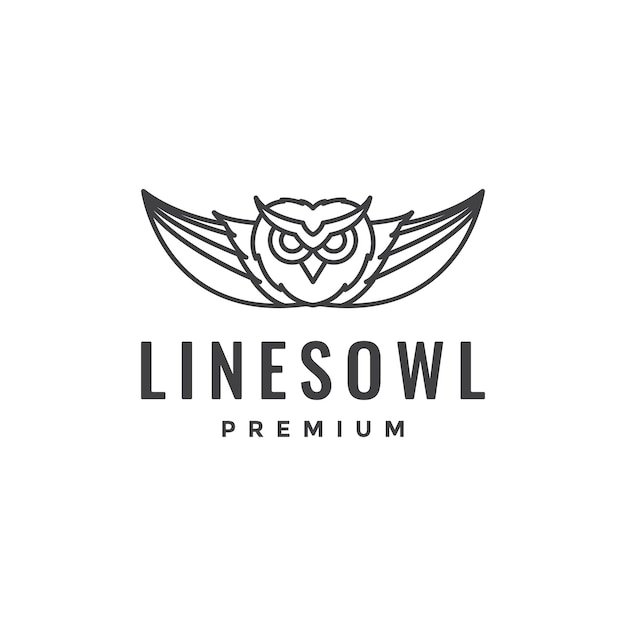 Line minimalist flying owl logo design