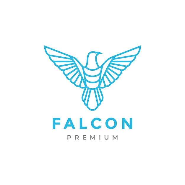 Line modern fly falcon logo design