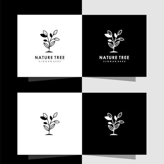 Vector line nature leaf icon logo