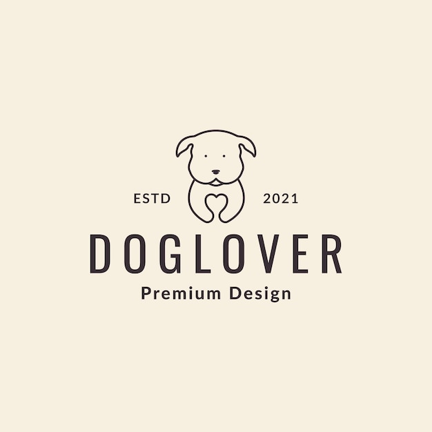 Line negative space with cute dog logo symbol icon vector graphic design illustration idea creative