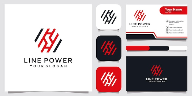 line power logo design icon template element and business card