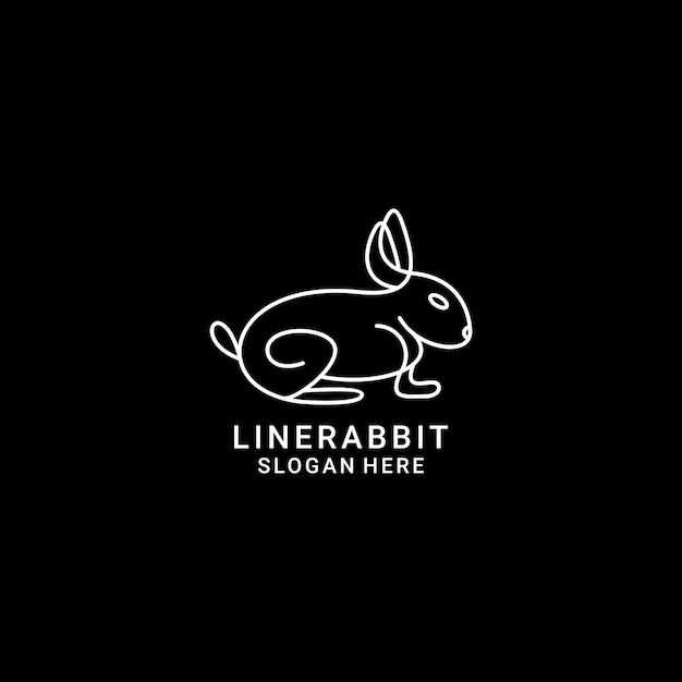 Line rabbit logo design icon vector