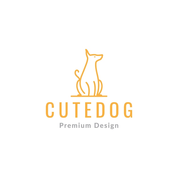 Line relaxing dog sitting logo symbol icon vector graphic design illustration idea creative