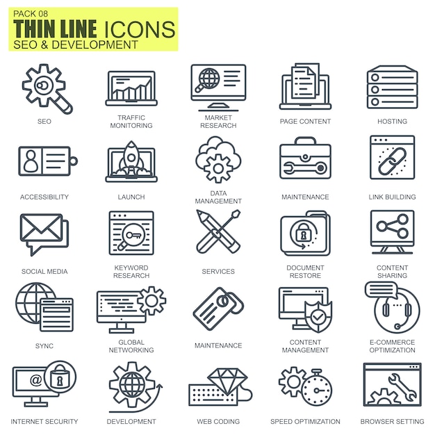 Line seo and development icons