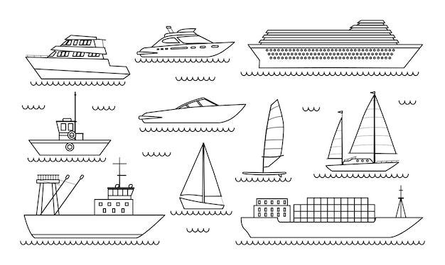 Line ships in sea