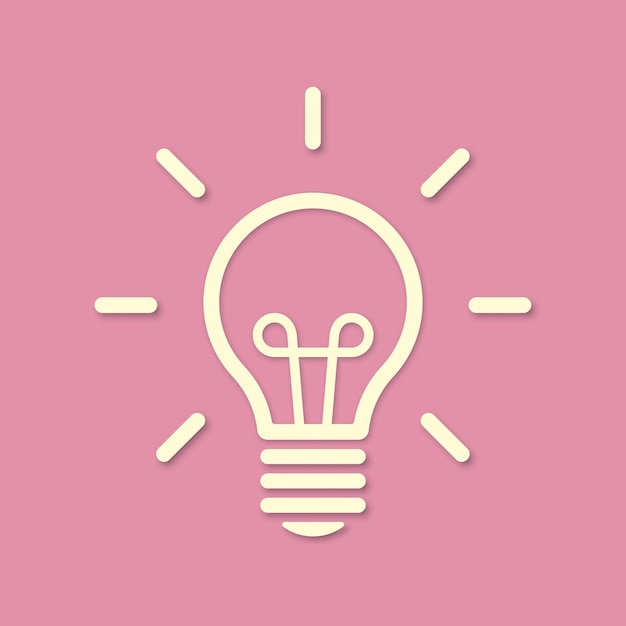 Line silhouette of light bulb isolated on pink background Material design Vector illustration