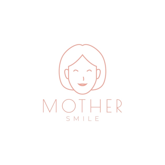 Line simple face women mother smile logo design vector graphic symbol icon illustration creative idea