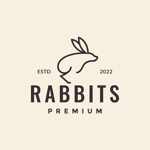 Line simple rabbit jump hipster logo design vector graphic symbol icon illustration creative idea