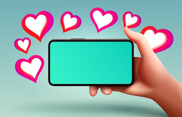 Line in social networks heart in the phone chat for people to communicate Vector